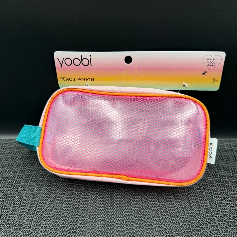Yoobi Pink Mesh Pencil Pouch School Office Supply Case PCSZ3036 NBHP NEW